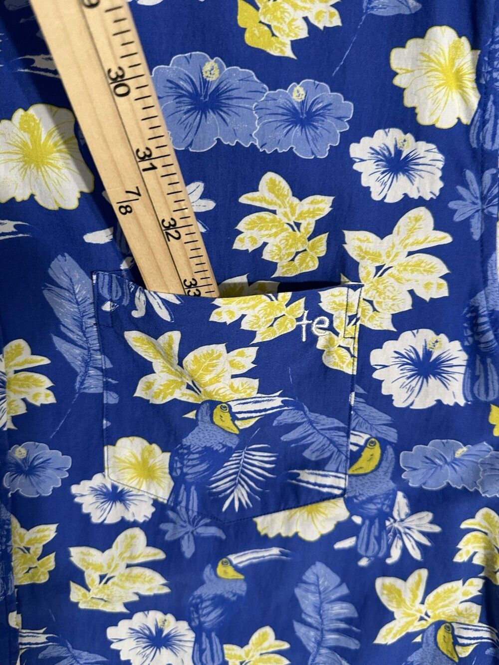 Tipsy Elves Men's L Blue Toucan Floral Hawaiian Shirt Button Up - Picture 4 of 7